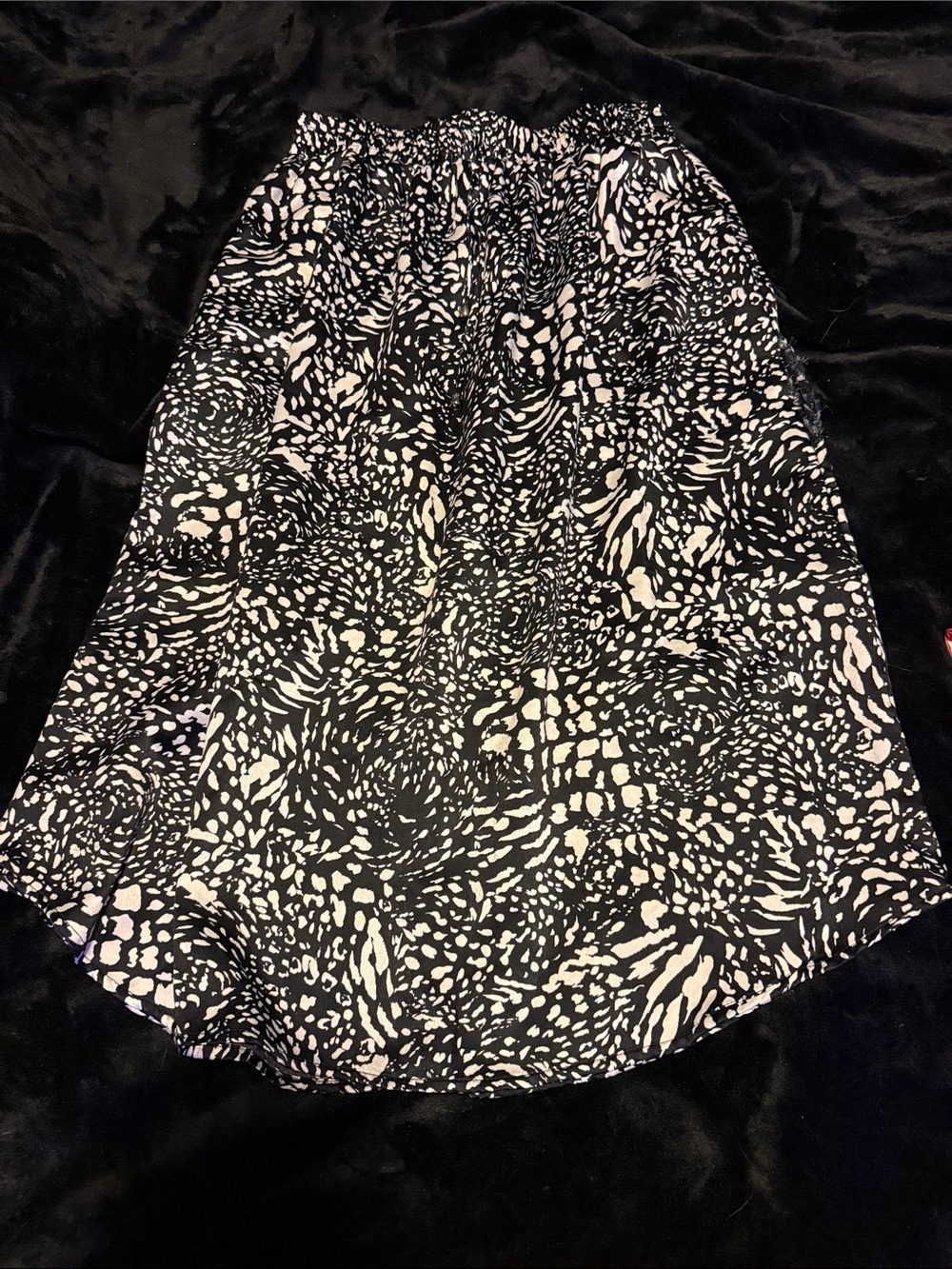 Black & White Midi Skirt with Elastic Waist
